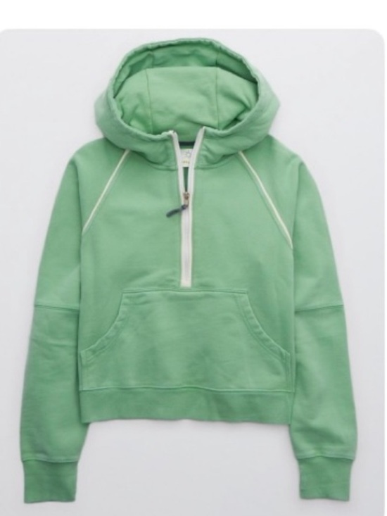 Offline Tops - OFFLINE by Aerie Green Half-Zip Hoodie Sweatshirt S
